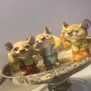 Vintage Homco harvest/ summer ceramic set of mice.